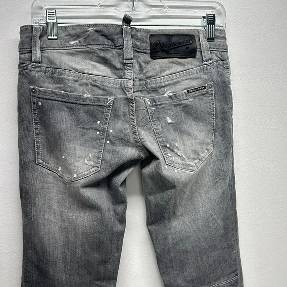 Dsquared Jeans Denim Ankle Zip Pants Paint Splattered Light Grey Size 40 / US 4 - Picture 3 of 16